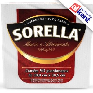 Guardanapo de Papel Sorella Folha Simples 30x30,5 com 50 unidades