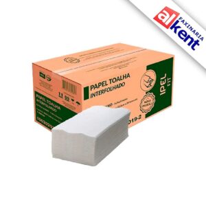 Papel Interfolhado FIT 19gr FS Folha Simples 2 Dobras 100% Celulose Ipel Indaial com 2.000 Folhas 22,5x20,5 - Maior Absorção para mãos
